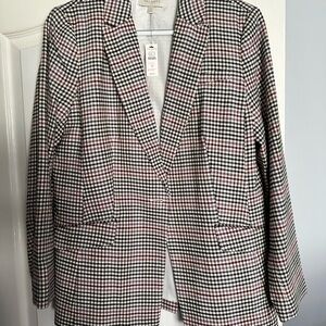Talbots Black and White Blazer Classic Houndstooth Pattern